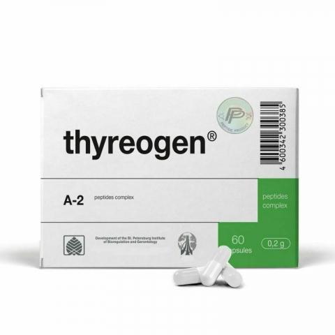 Box of thyreogen A-2 peptides complex with capsules on a white background